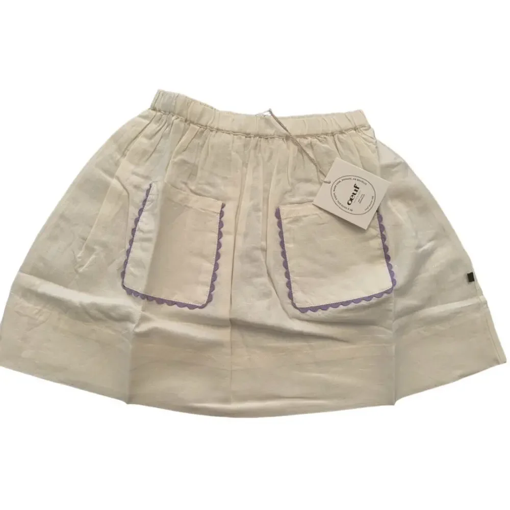 Oeuf NWT Ric Rac Skirt. Size 6-7. 50% Cotton, 50% Linen Blend. Gardenia